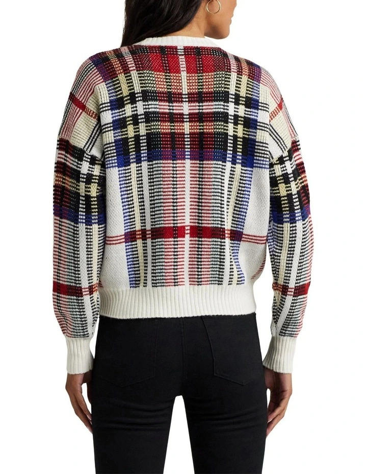 Checked Plaid Wool-Blend Sweater in Multi image 2