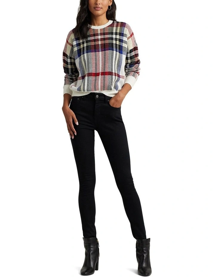Checked Plaid Wool-Blend Sweater in Multi image 3