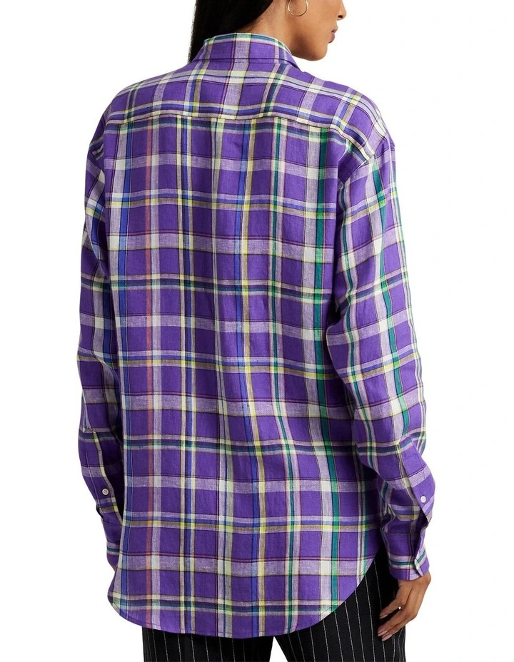 Plaid Linen Shirt in Purple image 2