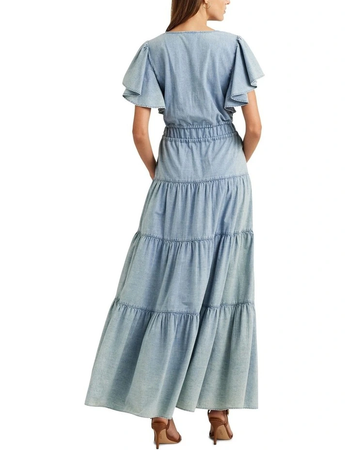 Lauren Ralph Lauren Chambray Tiered Maxi dress in Blue | MYER
