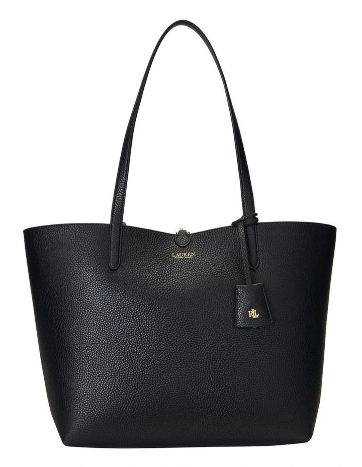 Faux-Leather Print Reversible Tote in Black image 1