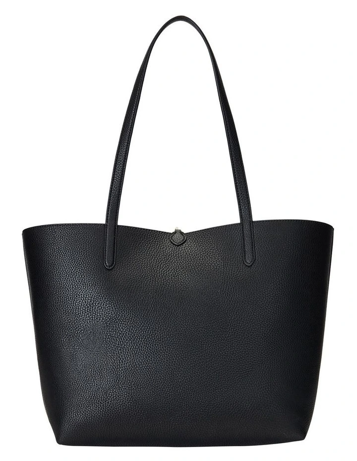 Faux-Leather Print Reversible Tote in Black image 2