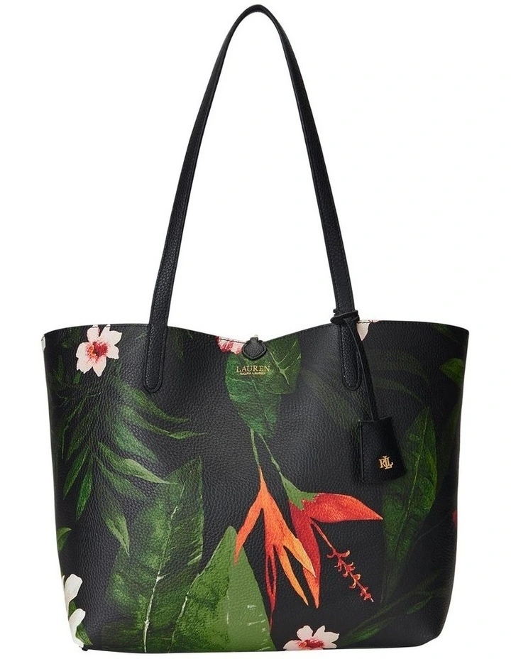 Faux-Leather Print Reversible Tote in Black image 6