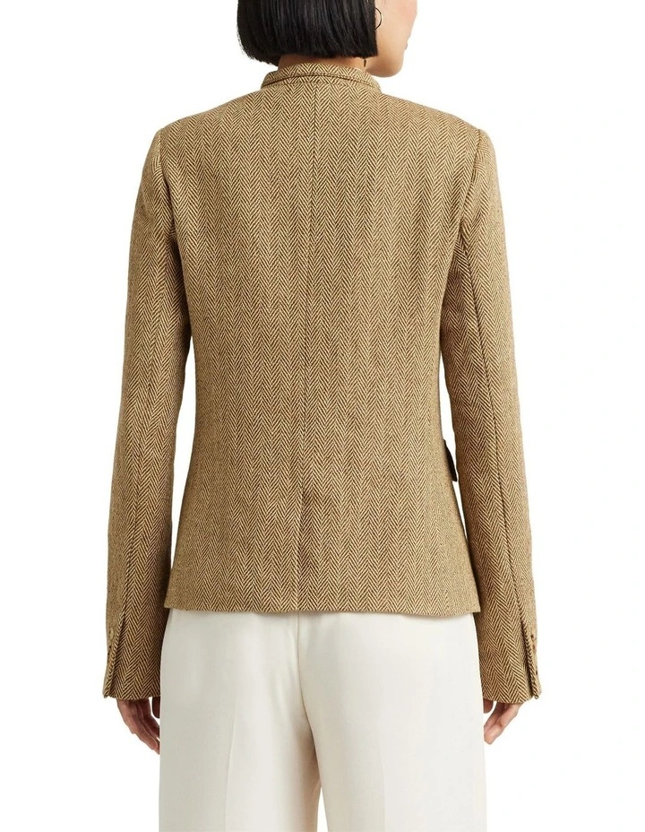Linen-Blend Herringbone Jacket in Brown image 2