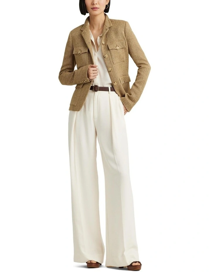 Linen-Blend Herringbone Jacket in Brown image 3