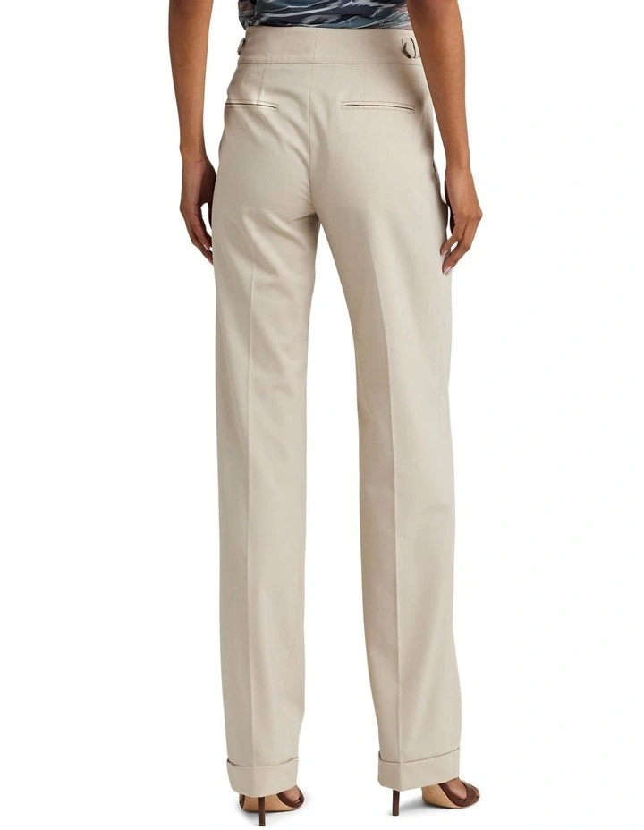 Pleated Wool-Blend Twill Straight Pant in Beige image 2