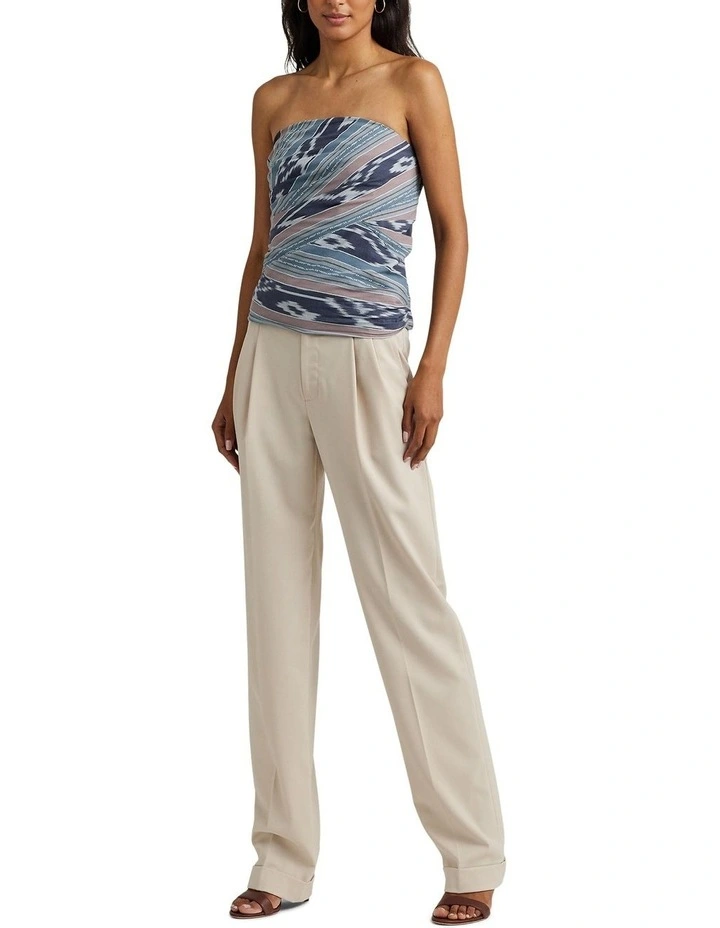 Pleated Wool-Blend Twill Straight Pant in Beige image 3