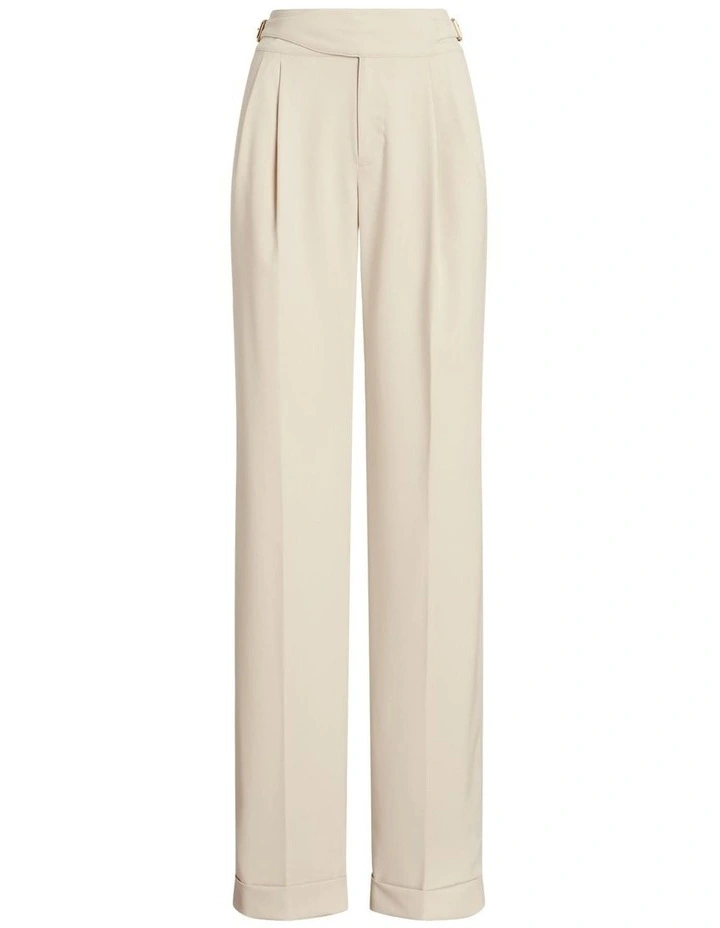 Pleated Wool-Blend Twill Straight Pant in Beige image 4