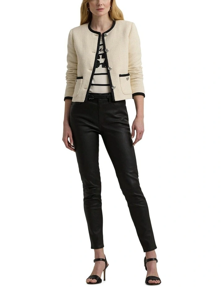 Two-Tone Boucle Cropped Jacket in Natural image 3