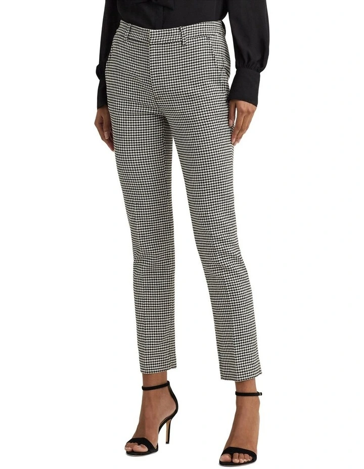 Houndstooth Twill Cropped Pant in Black image 1