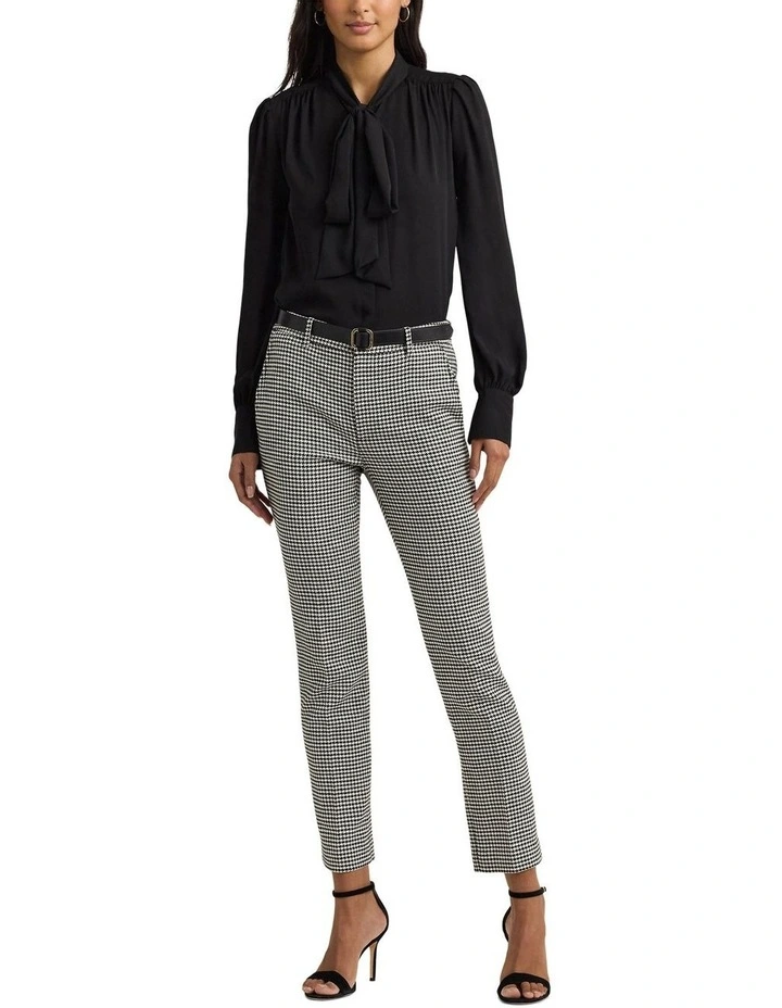 Houndstooth Twill Cropped Pant in Black image 3