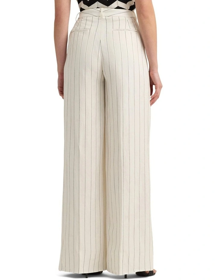 Striped Linen-Blend Wide-Leg Pant in Natural image 2