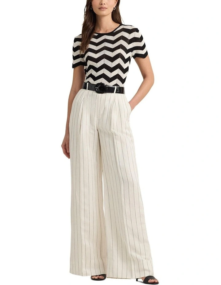 Striped Linen-Blend Wide-Leg Pant in Natural image 3