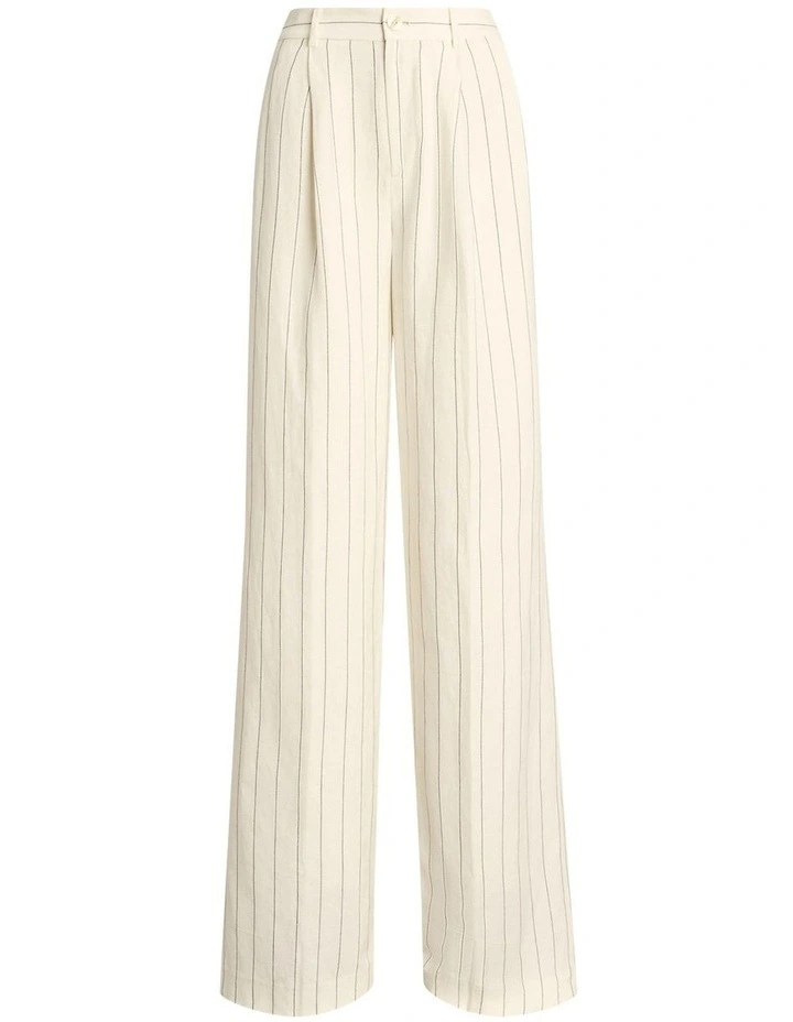 Striped Linen-Blend Wide-Leg Pant in Natural image 4