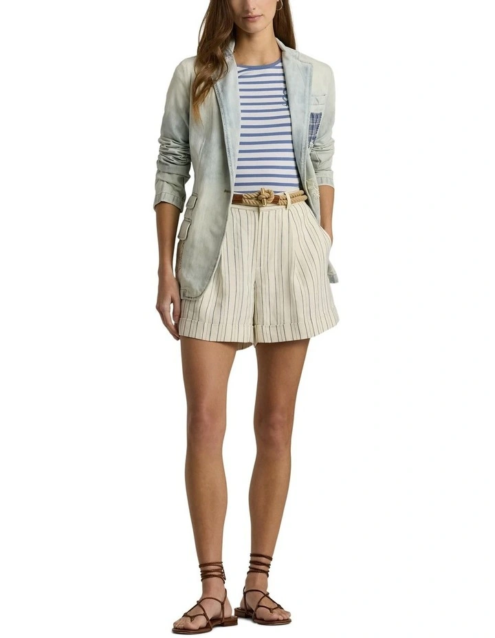 Striped Pleated Short in Natural image 3
