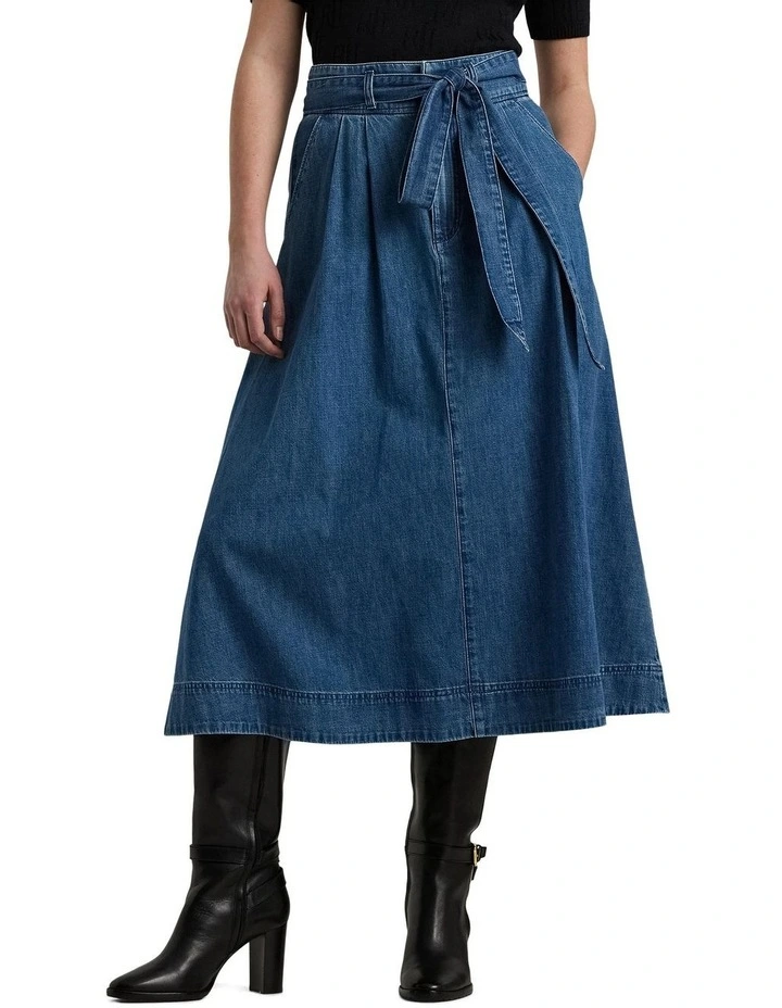 Ralph Lauren Women's Denim Full Length A Line Skirt Blue Size 8