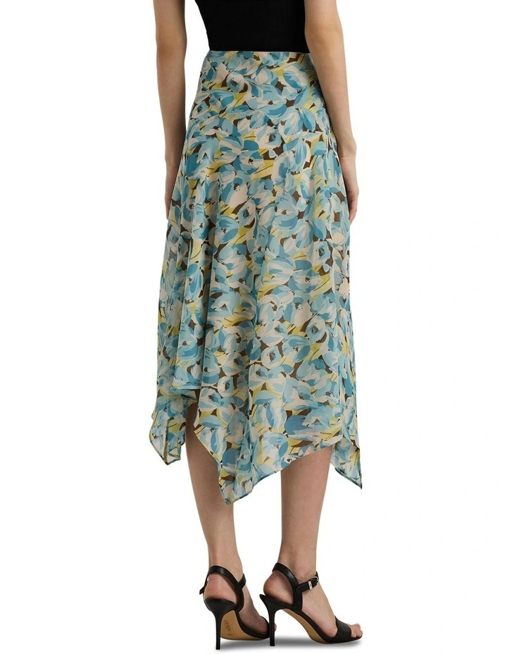 Floral Crinkle Georgette Midi Skirt in Multi image 2