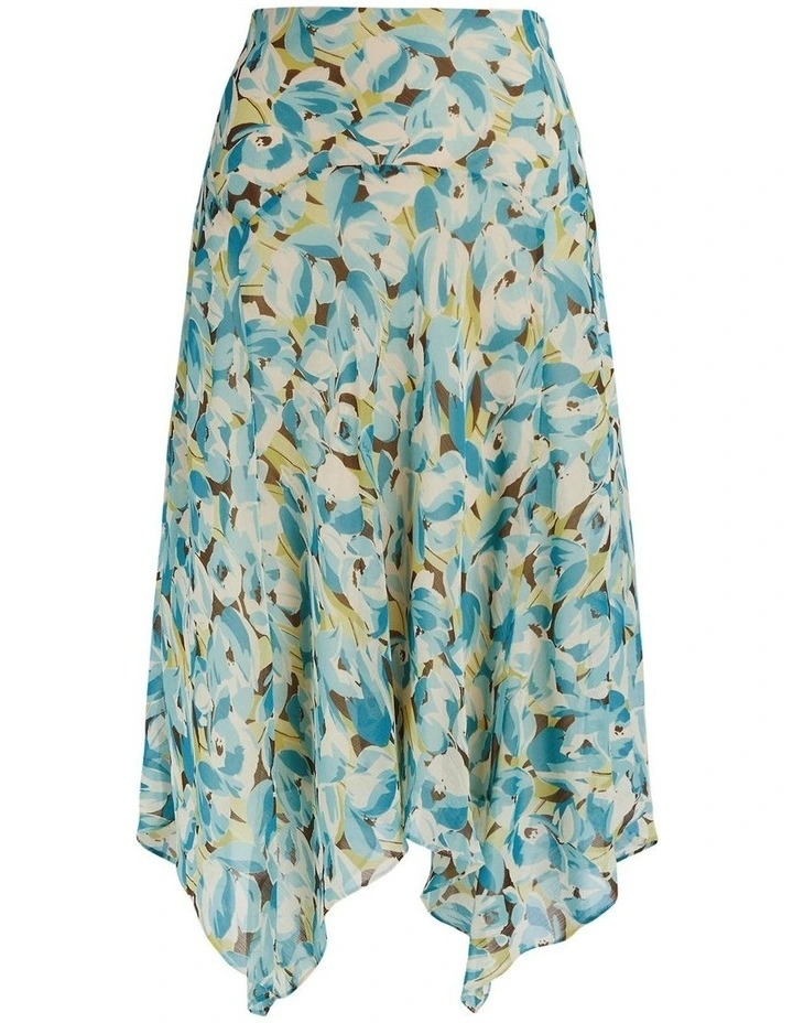 Floral Crinkle Georgette Midi Skirt in Multi image 4