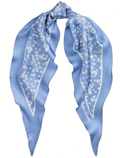 Floral Silk Twill Diamond Scarf in Purple