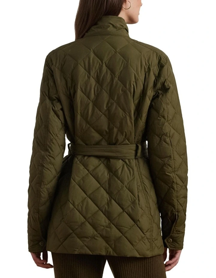 Diamond-Quilted Down Coat in Green image 2