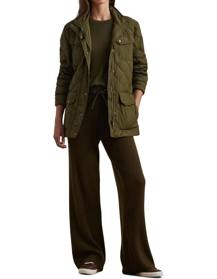 Diamond-Quilted Down Coat in Green image 3