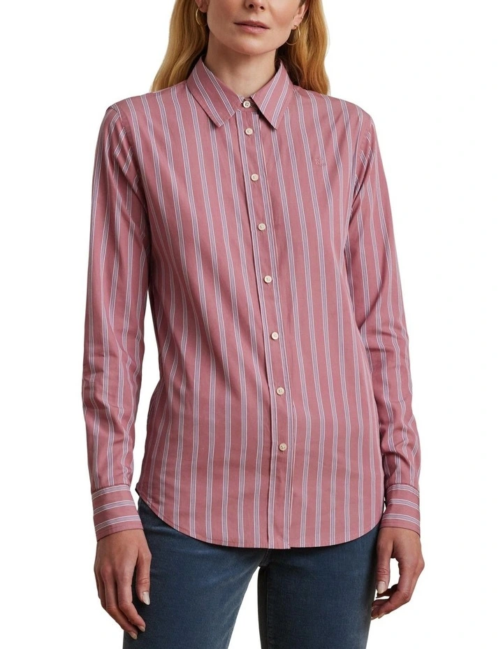 Classic Fit Striped Broadcloth Shirt in Pink image 1