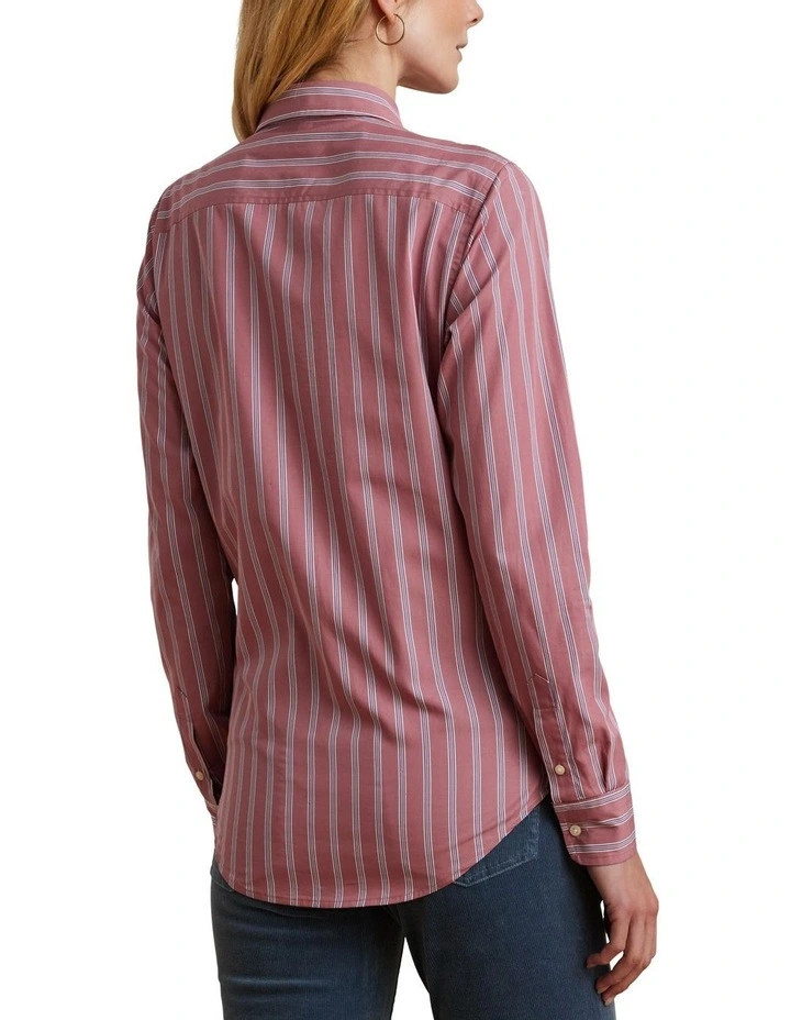 Classic Fit Striped Broadcloth Shirt in Pink image 2