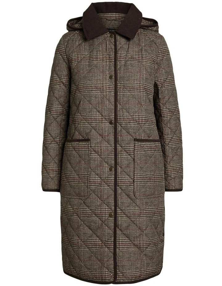 Glen Plaid Corduroy-Trim Quilted Jacket image 1