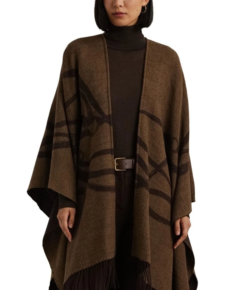 Acrylic Blend Poncho in Brown image 1