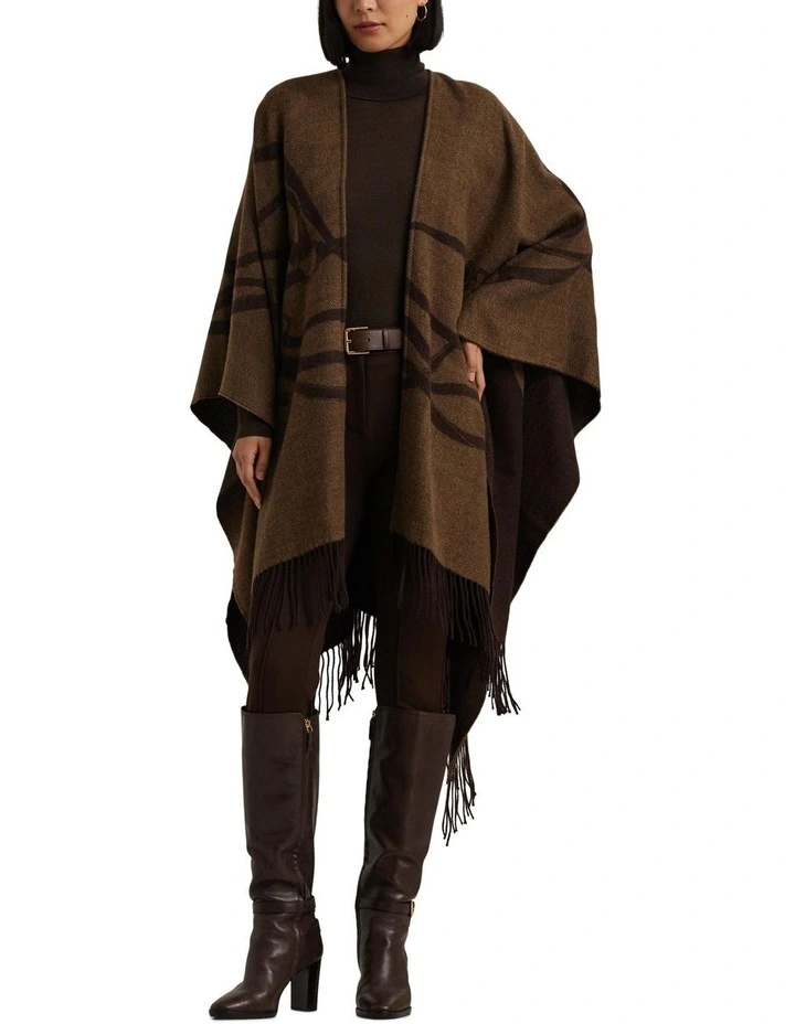 Acrylic Blend Poncho in Brown image 3