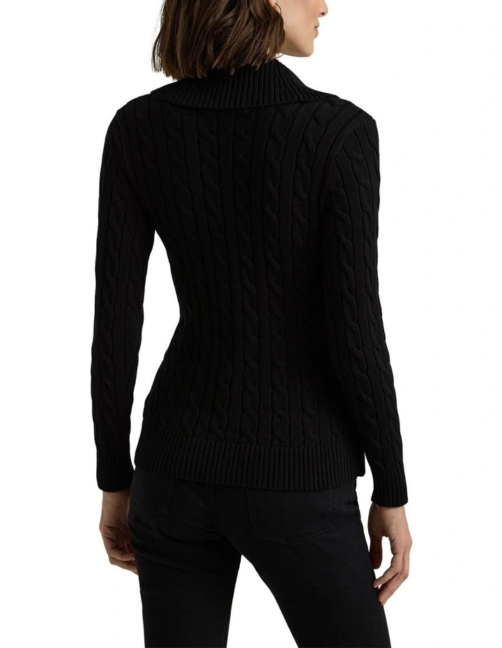 Buckled Cotton Sweater in Black image 2