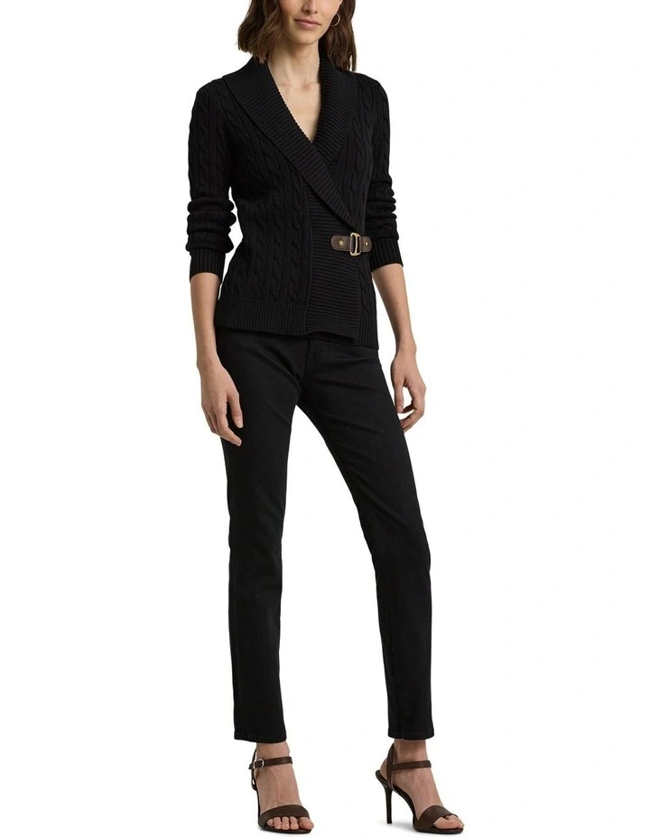 Buckled Cotton Sweater in Black image 3