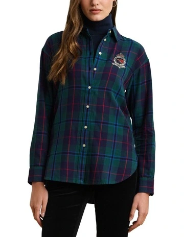 Relaxed Fit Watch Plaid Shirt in Green