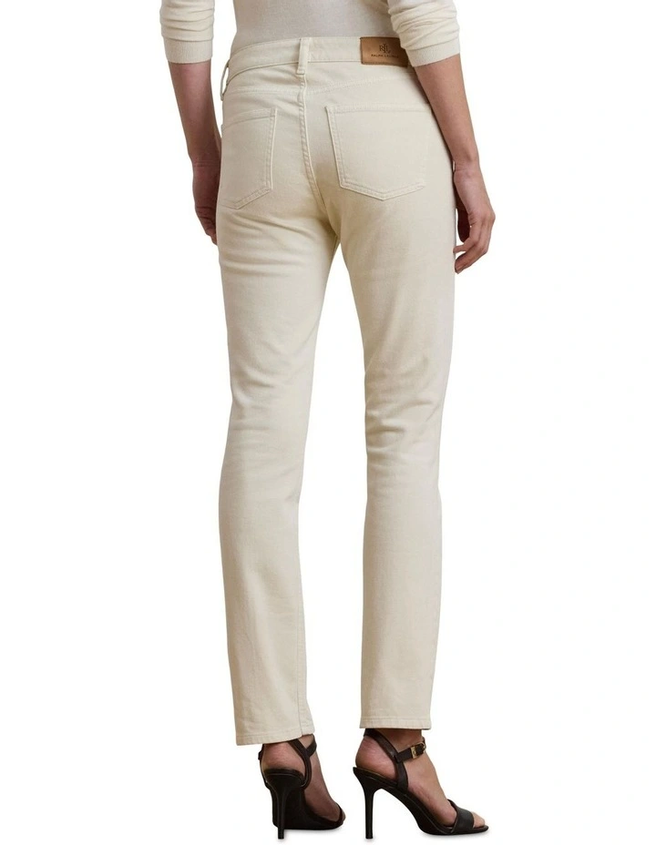 High-Rise Straight Ankle Jeans in Beige image 2