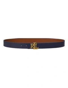 Logo Reversible Pebbled Leather Belt