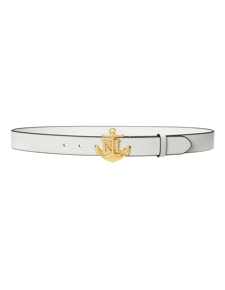 Anchor-Logo Leather Skinny Belt image 1