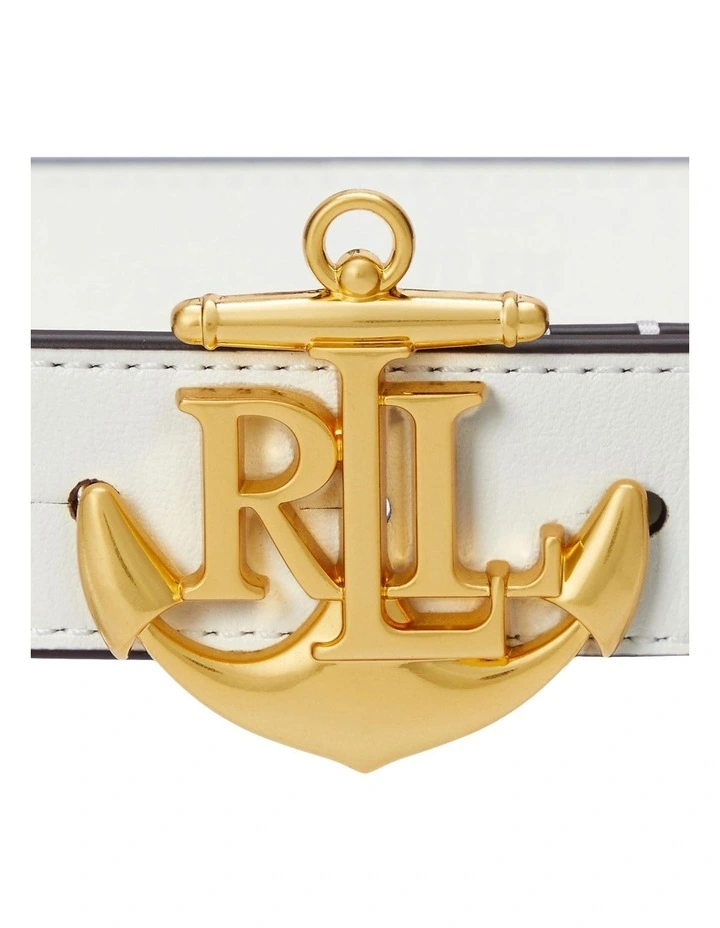 Anchor-Logo Leather Skinny Belt image 2