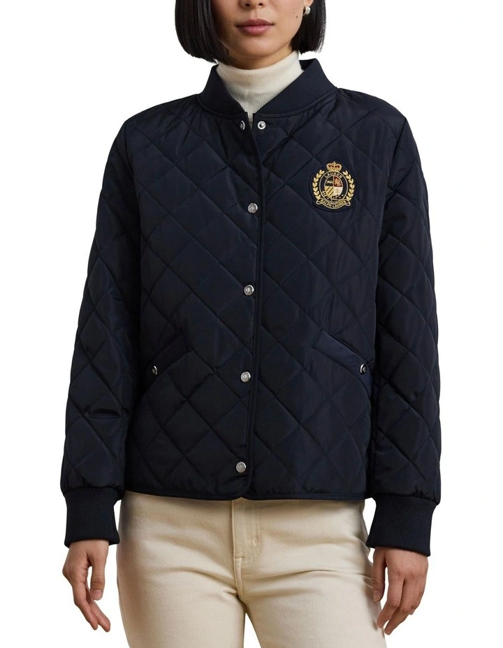 Crest-Patch Quilted Bomber Jacket image 1