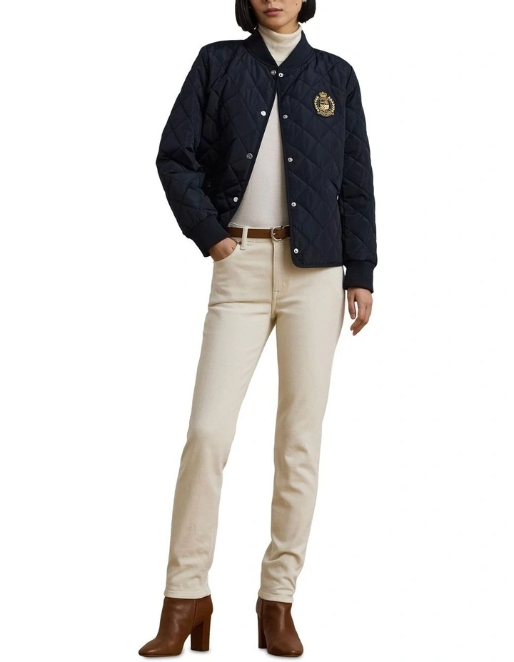 Crest-Patch Quilted Bomber Jacket image 3