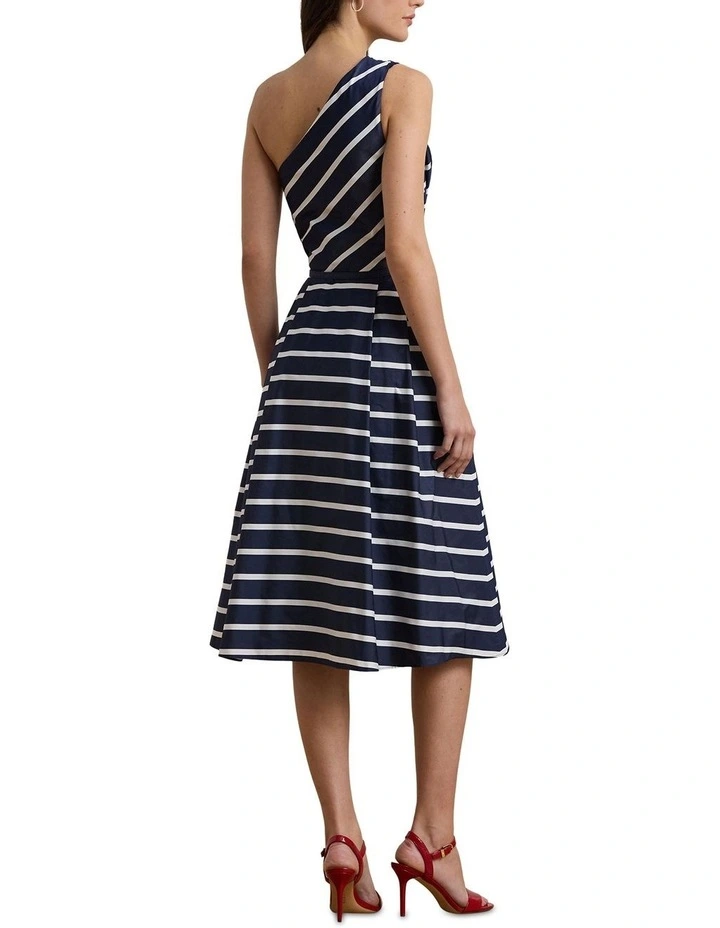 Striped Belted Taffeta Cocktail Dress image 2