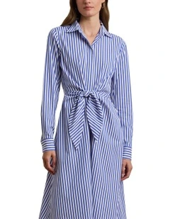 Striped Tie-Front Broadcloth Shirtdress