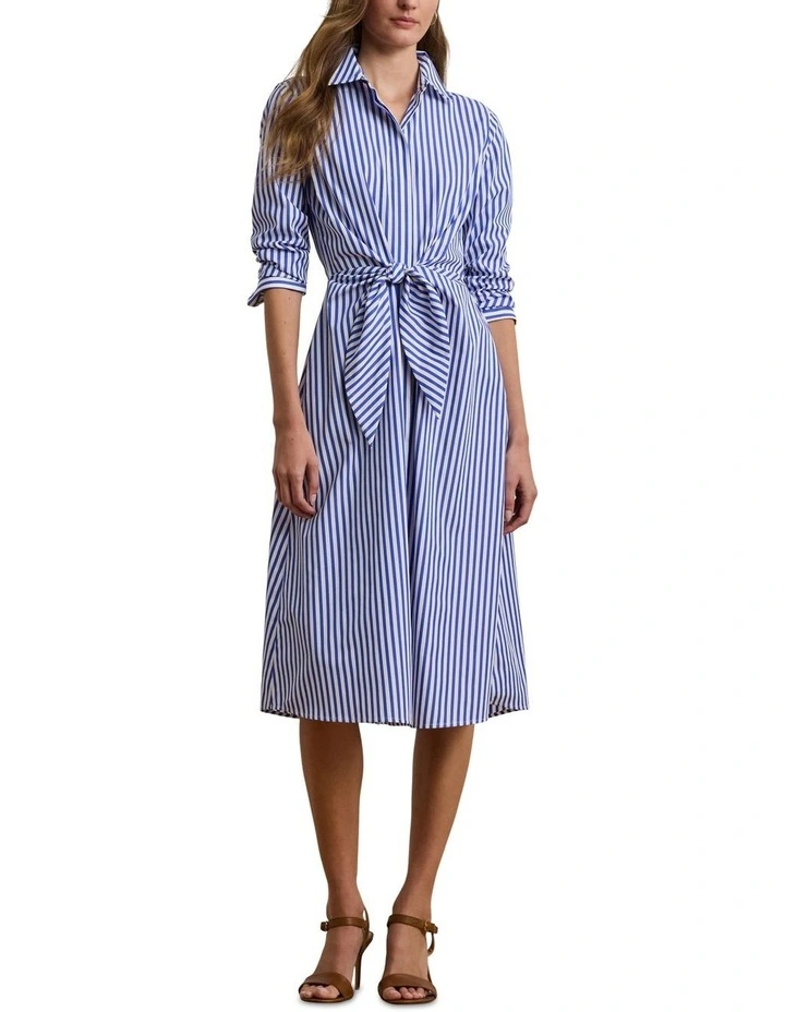 Striped Tie-Front Broadcloth Shirtdress image 3