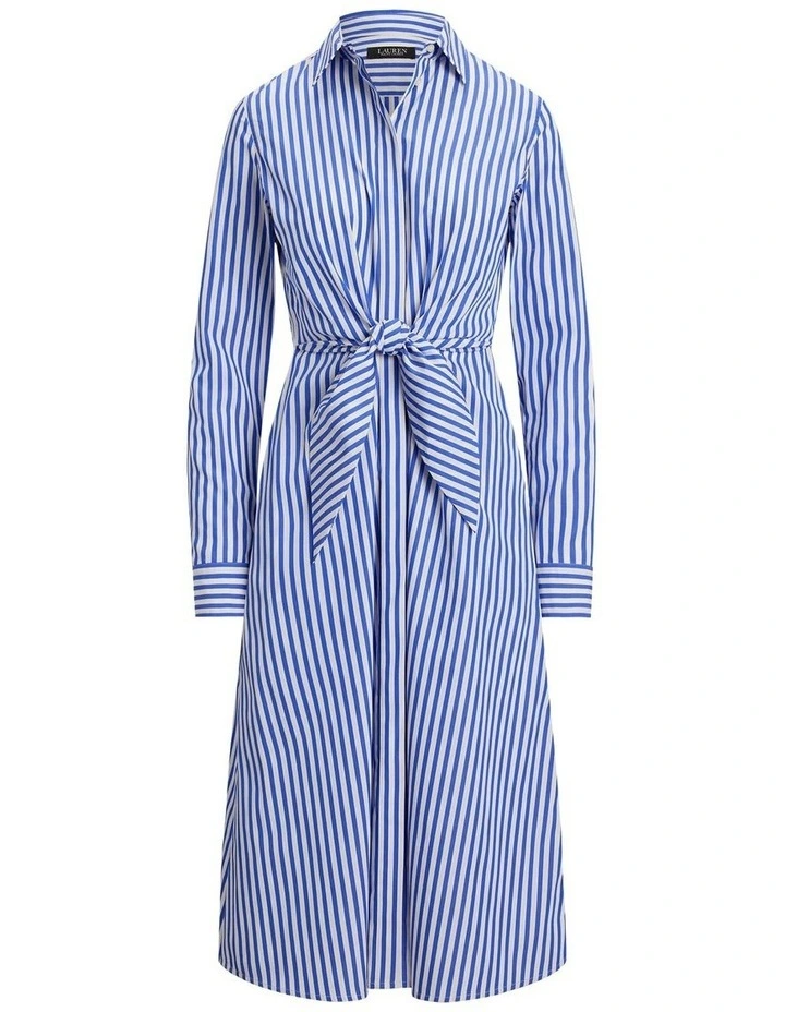 Striped Tie-Front Broadcloth Shirtdress image 4