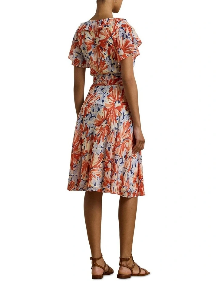 Floral Georgette Flutter-Sleeve Dress image 2