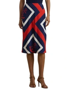 Anchor-Print Crepe Midi Skirt