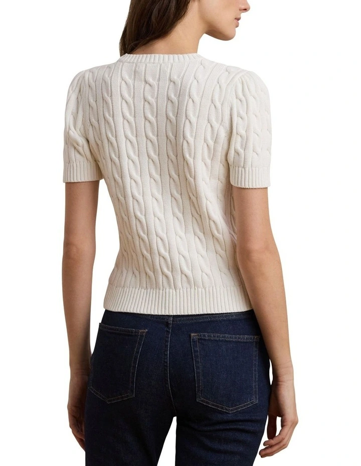 Cable-Knit Cotton Short-Sleeve Sweater image 2