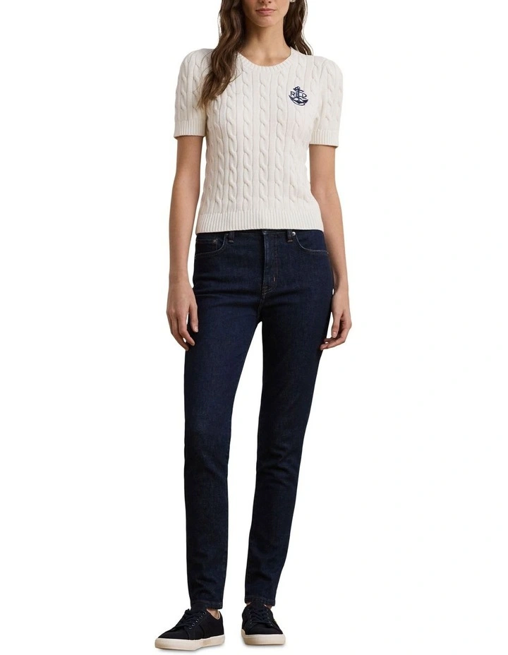 Cable-Knit Cotton Short-Sleeve Sweater image 3