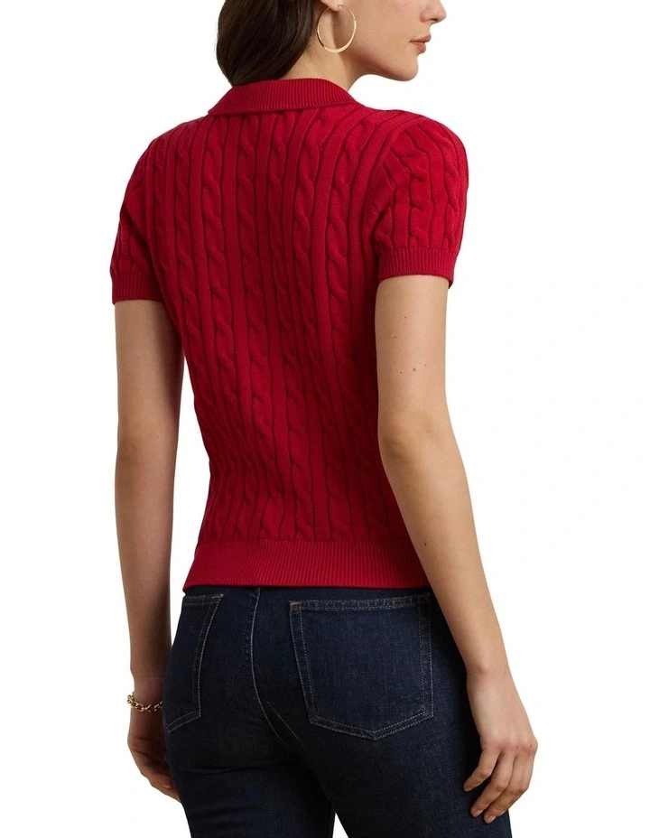 Anchor-Logo Cable-Knit Polo Sweater image 2
