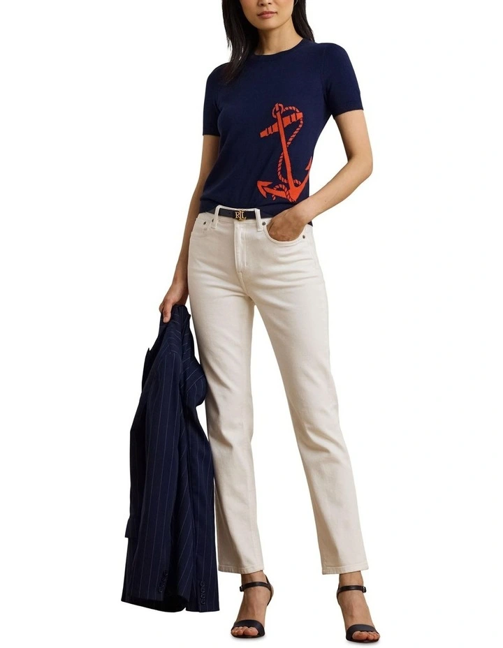 Intarsia-Knit Short-Sleeve Sweater image 3