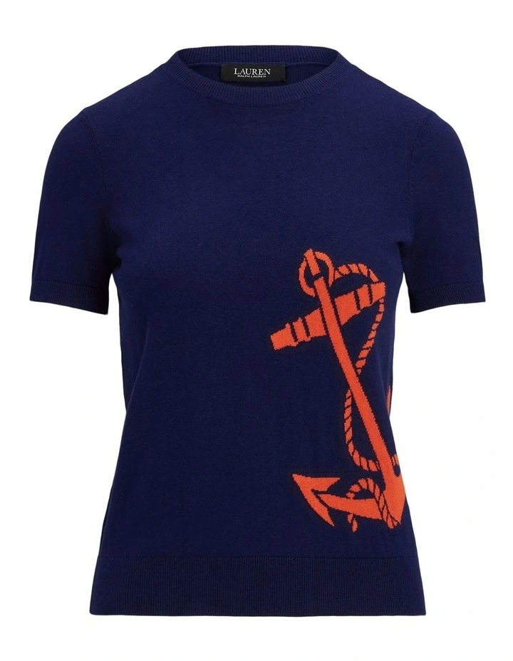 Intarsia-Knit Short-Sleeve Sweater image 4